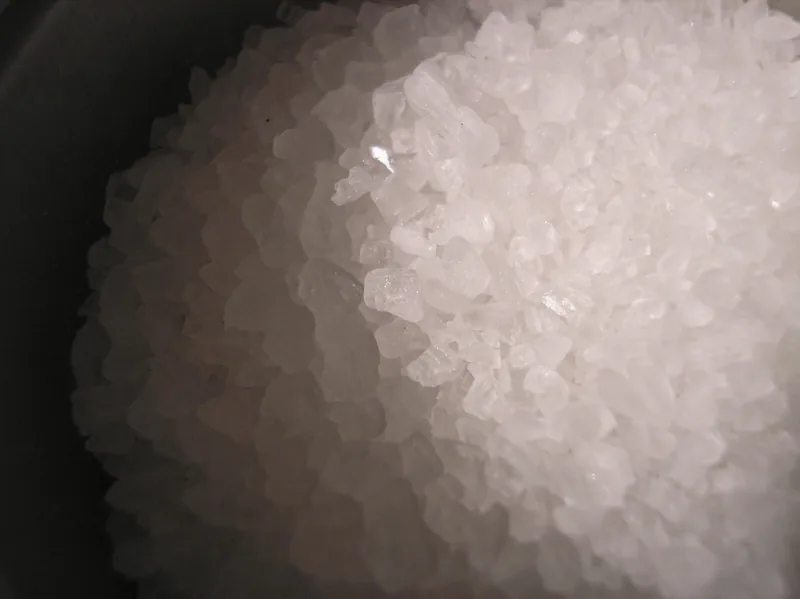 Close-up of coarse salt crystals