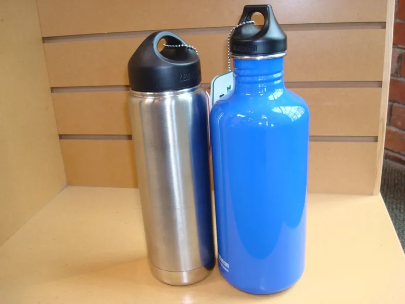 Two insulated stainless steel water bottles