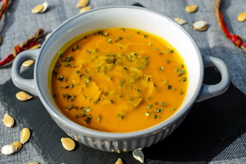 A bowl of smooth blended soup