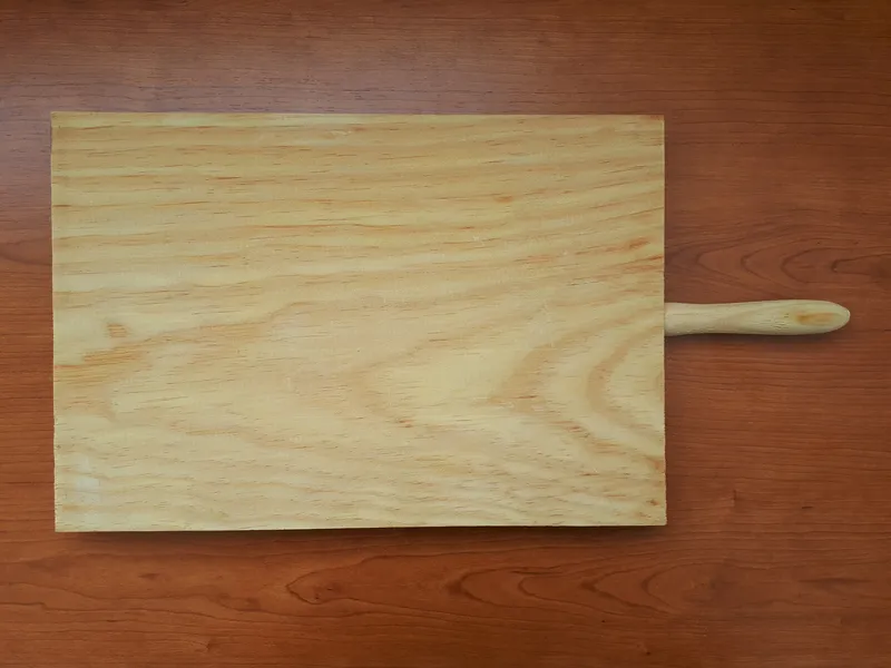 A wooden cutting board